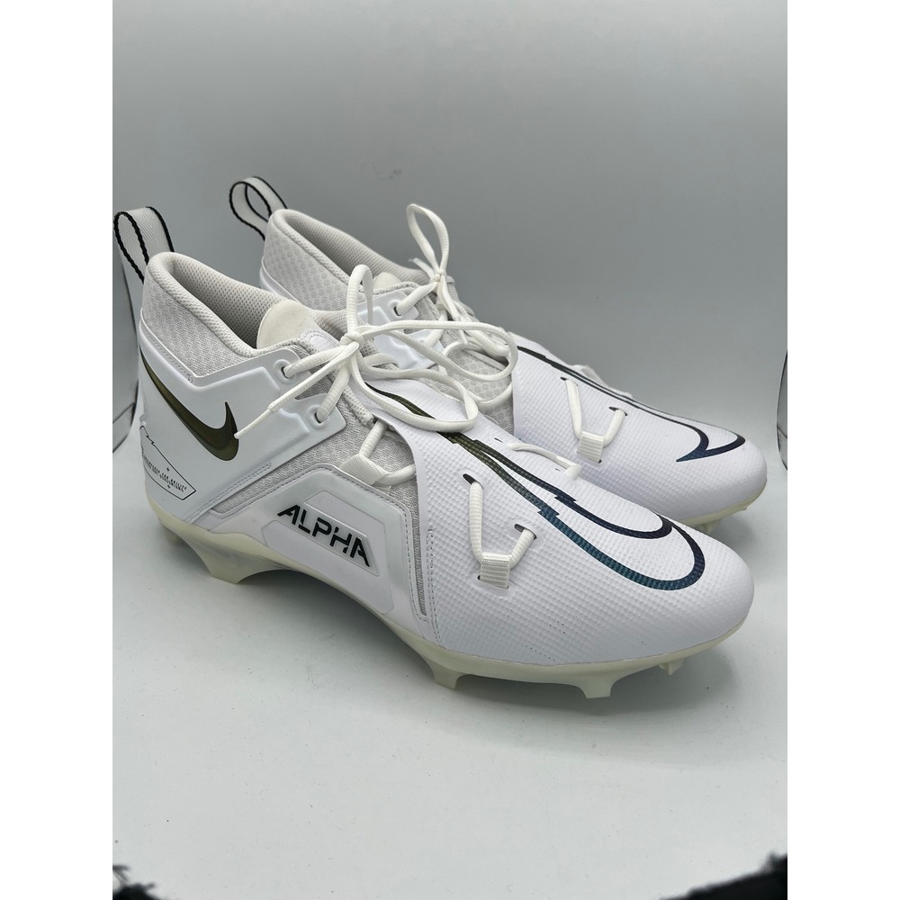 Nike Alpha Menace Pro 3 Football Cleats Men's Sz 15 CT6649-105 White Black Gold